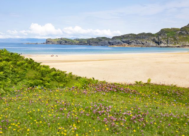 A beautiful golden sandy beach on a summers day - Kiloran Bay