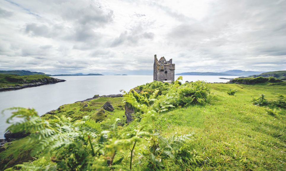 Gylen Castle on the Isle of Kerrera with the coastline in the distance